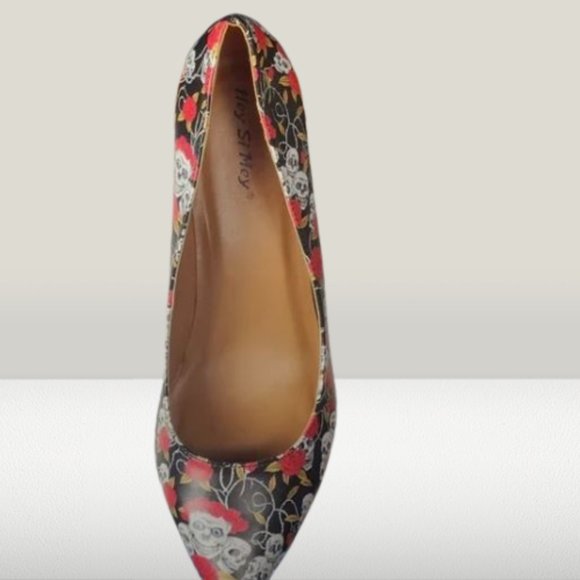 Hey Si Mey Day of the Dead‎ Pumps Red Gold Black and White Euro Size 42 US 11.5 - Picture 7 of 16